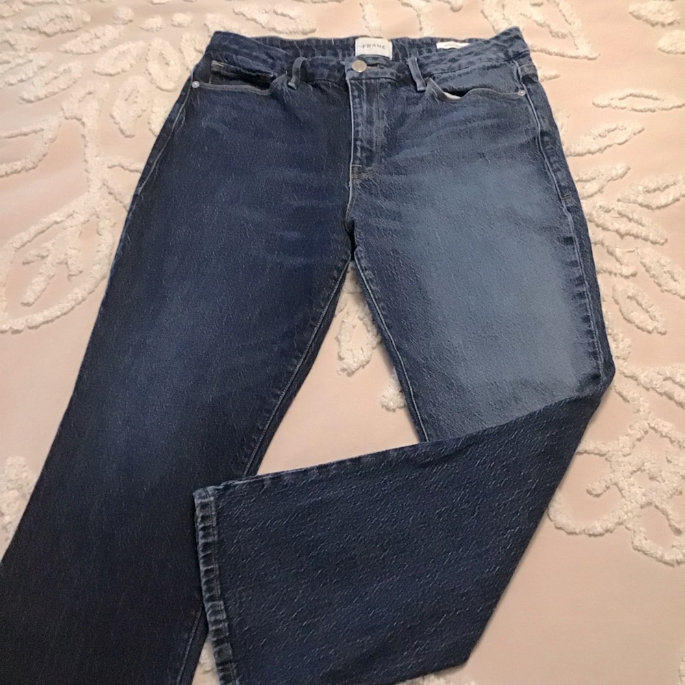 Frame Le Crop Mini Boot Jeans, Two Tone Legs. Size 30 W